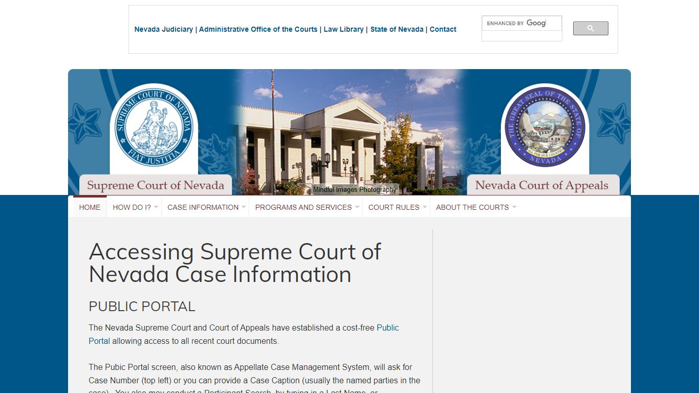 Accessing Supreme Court of Nevada Case Information